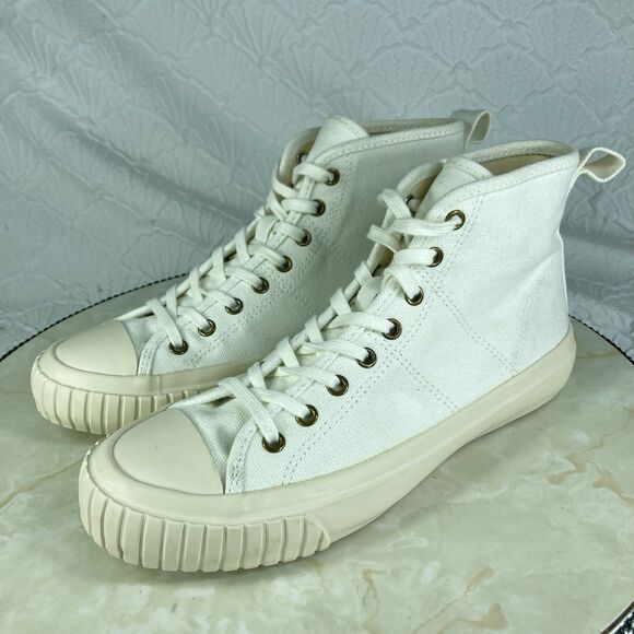J. Crew Classic High Top Sneakers Women Sz 6 Ivory Canvas Lace Up Comfort Shoes - Picture 5 of 13
